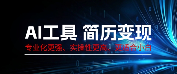AI工具简历制作变现,专业化更强,实操性更高,更适合小白-云网创