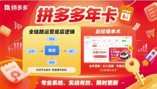 拼多多年卡，拼多多全链路运营底层逻辑，超级爆单术【更新12月】-云网创