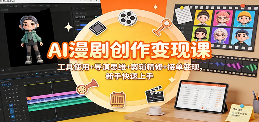AI漫剧创作变现课:工具使用+导演思维+剪辑精修+接单变现,新手快速上手-云网创