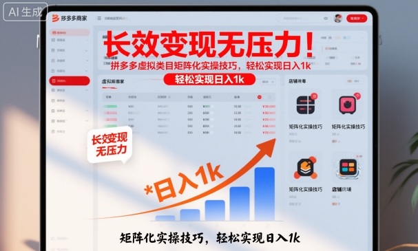 长效变现无压力!拼多多虚拟类目矩阵化实操技巧,轻松实现日入1k【揭秘】-云网创