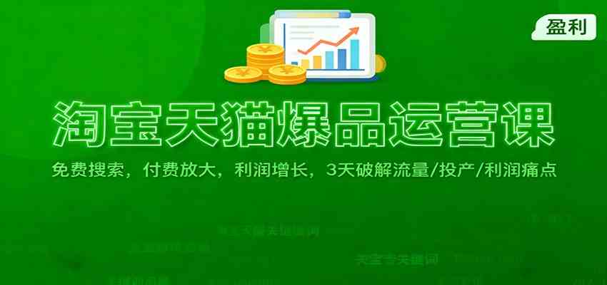 淘宝天猫爆品运营课：免费搜索，付费放大，利润增长，3 天破解流量/ 投产/利润痛点-云网创