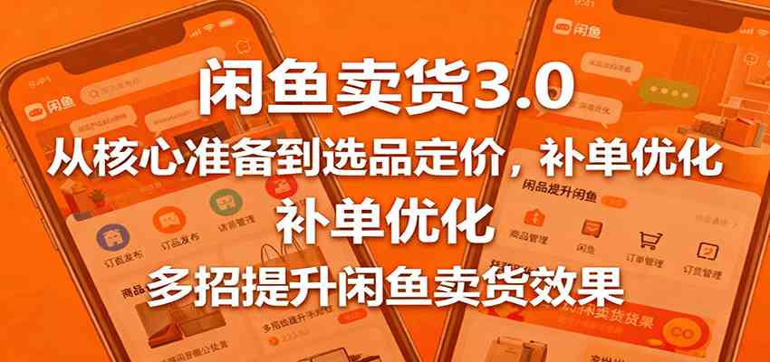 闲鱼卖货3.0,从核心准备到选品定价,补单优化,多招提升闲鱼卖货效果-云网创