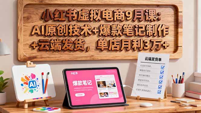 (16287期)小红书虚拟电商9月课:AI原创技术+爆款笔记制作+云端发货,单店月利3万+-云网创
