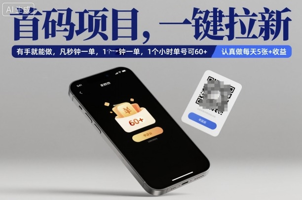首码项目,一键拉新,有手就能做,几秒钟一单,1个小时单号可60+,认真做每天5张+收益【揭秘】-云网创