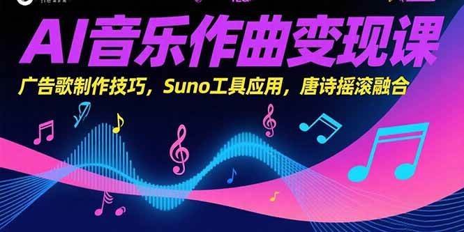 (15370期)AI音乐作曲变现课,广告歌制作技巧,Suno工具应用,唐诗摇滚融合-云网创