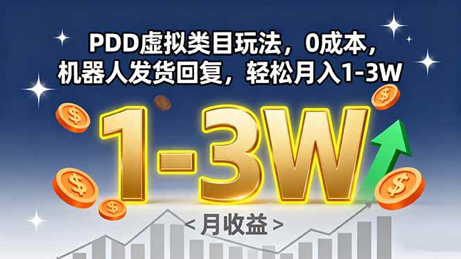 (15968期)PDD虚拟类目玩法,0成本,机器人发货回复,轻松月入1-3W-云网创