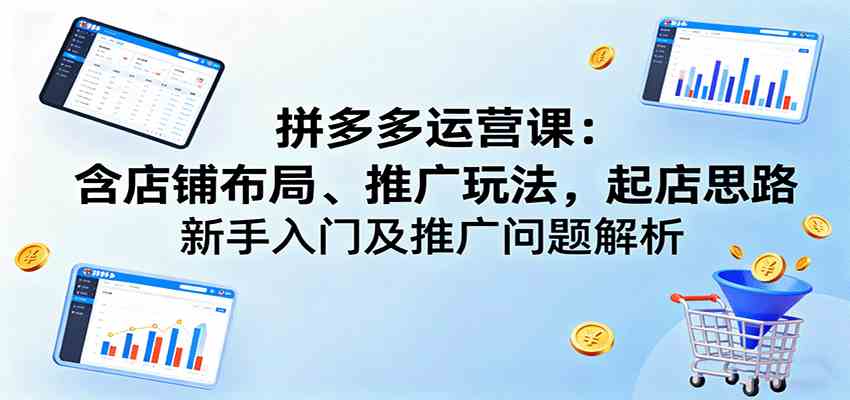 拼多多运营课:含店铺布局、推广玩法,起店思路,新手入门及推广问题解析-云网创