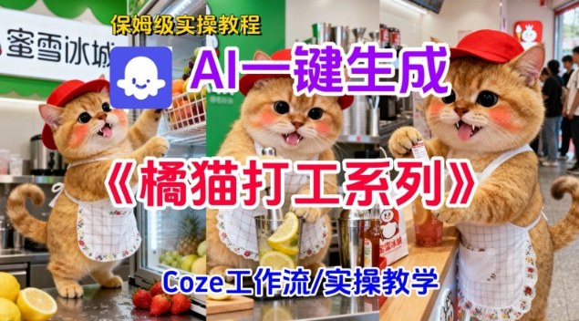 Coze扣子工作流一键生成胖橘猫打工短视频，保姆级实操搭建教学-云网创