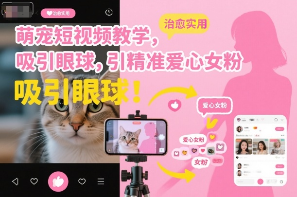 萌宠短视频教学,吸引眼球,引精准爱心女粉-云网创