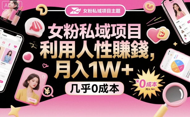 女粉私域项目,利用人性賺钱,月入1W+,几乎0成本-云网创