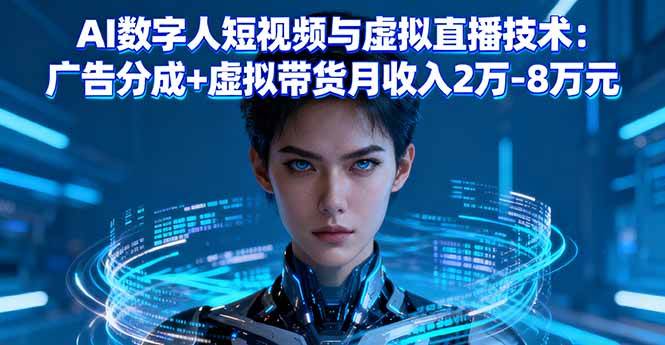 (16148期)AI数字人短视频与虚拟直播技术:广告分成+虚拟带货月收入2万-8万元-云网创