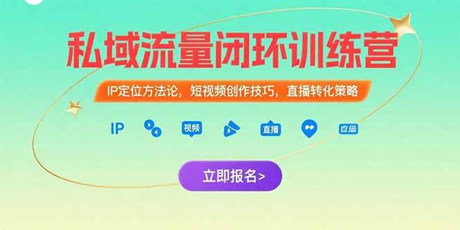 (15396期)私域流量闭环训练营:IP定位方法论,短视频创作技巧,直播转化策略-云网创