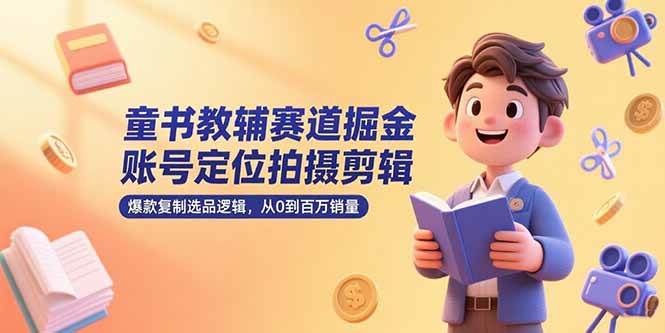 (15326期)童书教辅赛道掘金,账号定位拍摄剪辑,爆款复制选品逻辑,从0到百万销量-云网创