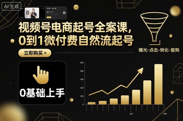 视频号电商起号全案课,0到1微付费自然流起号-云网创