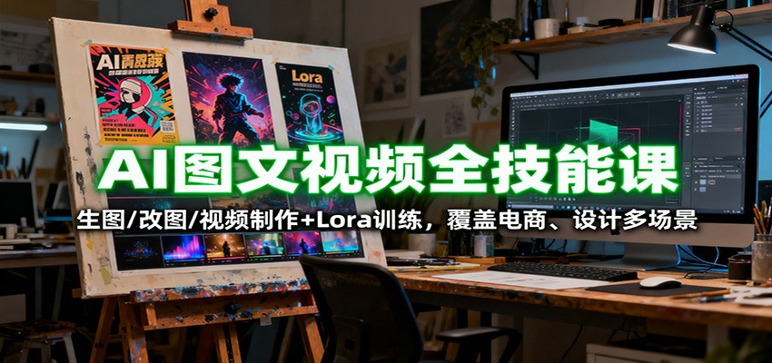 AI图文视频全技能课:生图/改图/视频制作+Lora训练,覆盖电商 、设计多场景-云网创