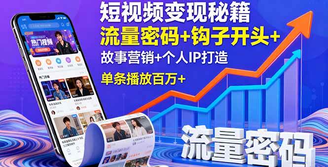 (16079期)短视频变现秘籍,流量密码+钩子开头+故事营销+个人IP打造,单条播放百万+-云网创
