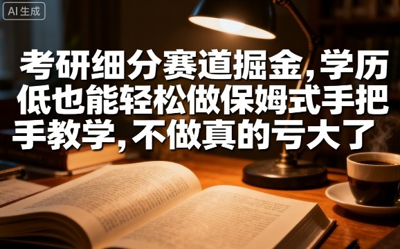 考研细分赛道掘金,日入1k+,学历低也能轻松做保姆式手把手教学,不做真的亏大了【揭秘】-云网创
