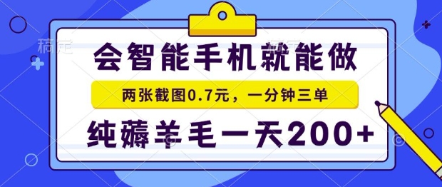 2025年零撸手机项目,二十秒一单,纯薅羊毛,一天200+做就有【揭秘】-云网创