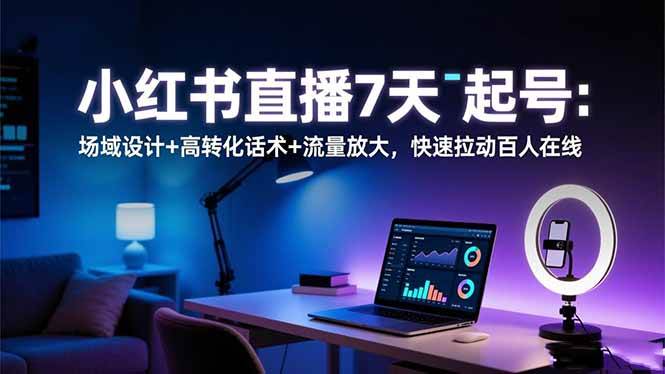 （16537期）小红书直播7天起号：场域设计+高转化话术+流量放大，快速拉动百人在线-云网创