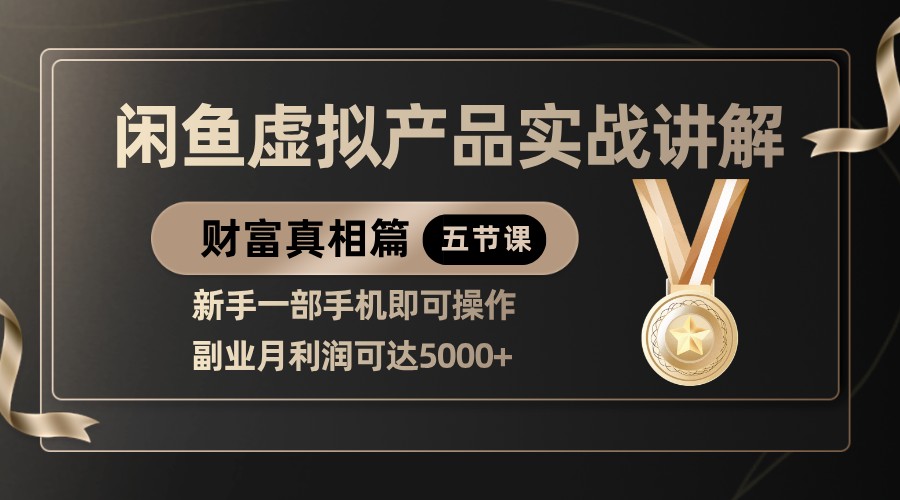 精品闲鱼虚拟产品实战讲解,新手一部手机即可操作,副业月利润可达5000+-云网创