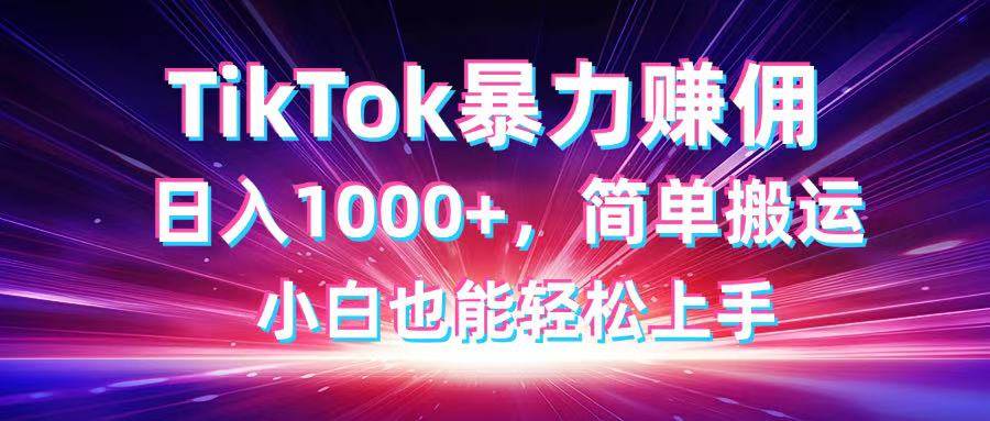 (14402期)TikTok搬运暴力赚佣,日入1000+,简单搬运,小白也能轻松上手-云网创