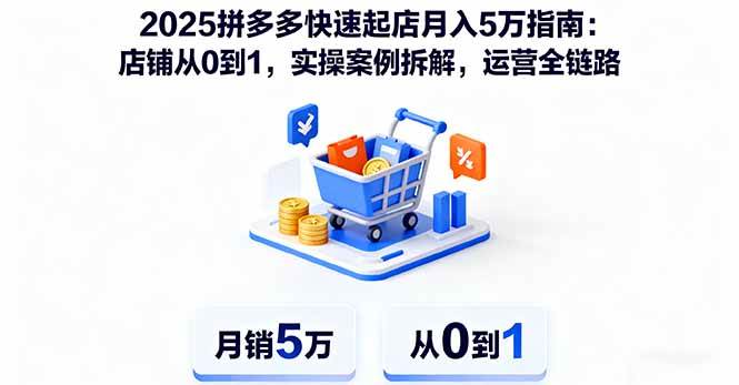 (16199期)2025拼多多快速起店月入5万指南:店铺从0到1,实操案例拆解,运营全链路-云网创