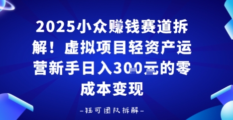 2025小众挣钱赛道拆解!虚拟项目轻资产运营新手日入3张的零成本变现-云网创