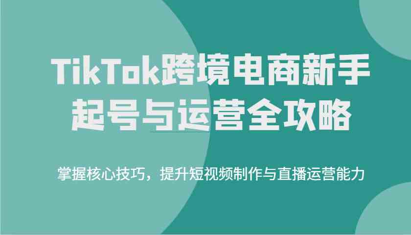 TikTok跨境电商新手起号与运营全攻略，掌握核心技巧，提升短视频制作与直播运营能力-云网创