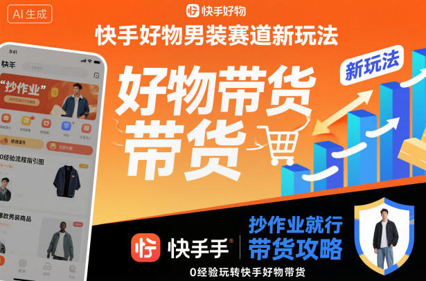 快手好物男装赛道新玩法，抄作业就行，0经验玩转快手好物带货-云网创