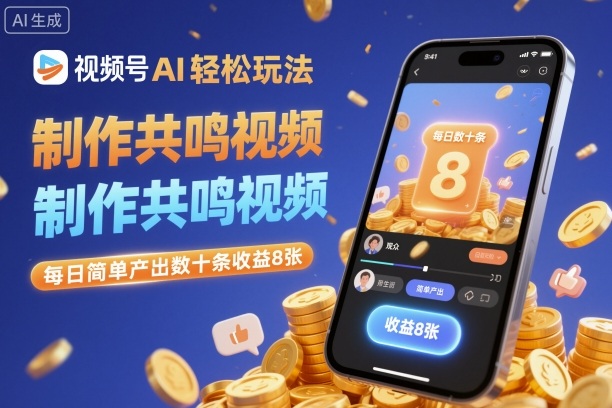 视频号AI轻松玩法，制作共鸣视频，每日简单产出数十条收益8张-云网创