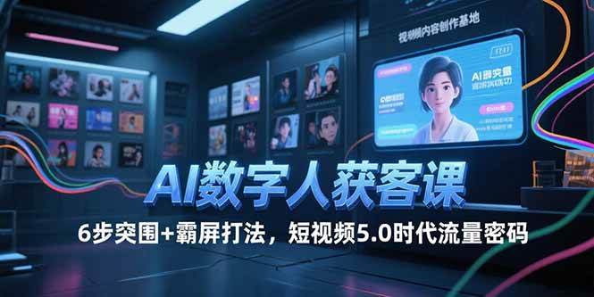 (15247期)AI数字人获客课,6步突围+霸屏打法,短视频5.0时代流量密码-云网创