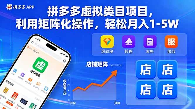 (16025期)拼多多虚拟类目项目,利用矩阵化操作,轻松月入1-5W-云网创