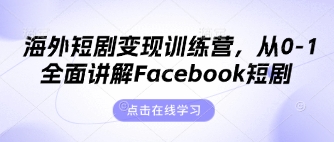 海外短剧变现训练营,从0-1全面讲解Facebook短剧-云网创