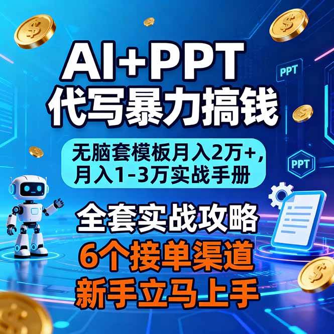 （16783期）AI+PPT代写暴力搞钱：无脑套模板月入2万+，月入1-3万实战手册-云网创