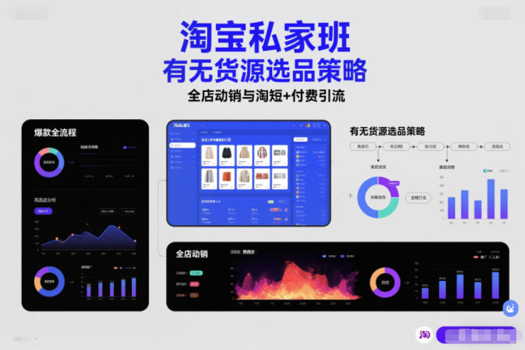 淘宝私家班，有无货源选品策略，高成功率爆款全流程打法，全店动销与淘短+付费引流-云网创