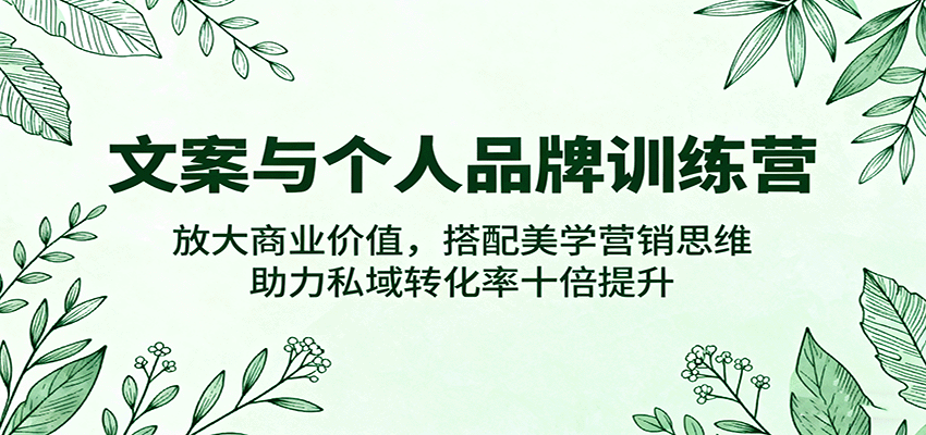 文案与个人品牌训练营,放大商业价值,搭配美学营销思维,助力私域转化率十倍提升-云网创