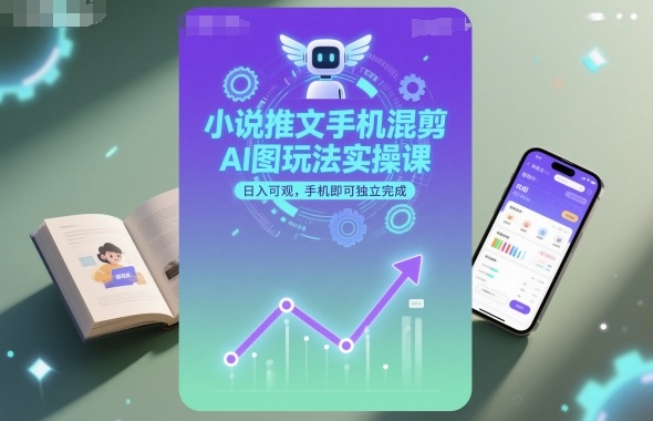 小说推文手机混剪AI图玩法实操课,日入可观,手机即可独立完成-云网创