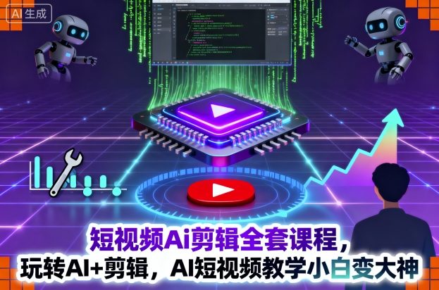 短视频Ai剪辑全套课程,玩转AI+剪辑,AI短视频教学小白变大神-云网创