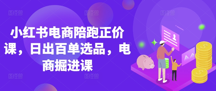 小红书电商陪跑正价课,小红书官方认证电商讲师教学,日出百单选品,电商掘进课-云网创
