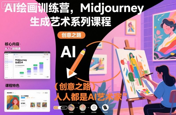 AI绘画训练营,Midjourney生成艺术系列课程,人人都是AI艺术家-云网创