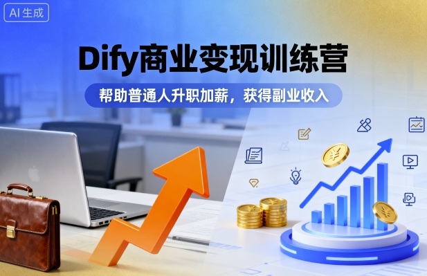 Dify商业变现训练营,帮助普通人升职加薪,获得副业收入-云网创