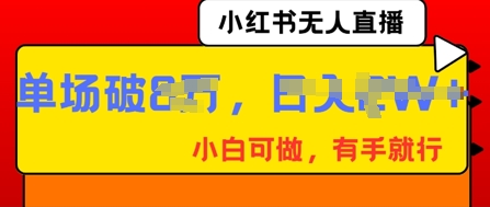 小红书无人直播,纯小白可做,有手就行,单场直播销售额破8w-云网创