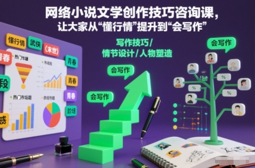 网络小说文学创作技巧咨询课，让大家从“懂行情”提升到”会写作”的高度-云网创