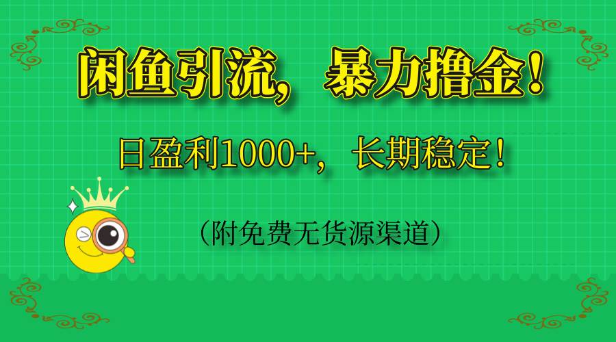 (14647期)闲鱼引流,暴力撸金,日盈利1000+,长期稳定!(附免费无货源渠道)-云网创