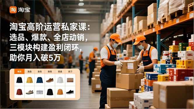 （16865期）淘宝高阶运营私家课：选品、爆款、全店动销，三模块构建盈利闭环，助你月入破5万-云网创