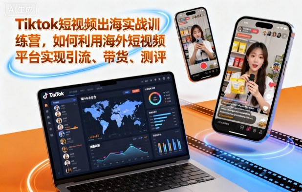 Tiktok短视频出海实战训练营,如何利用海外短视频平台实现引流、带货、测评-云网创