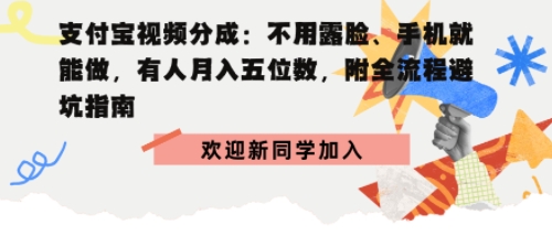 支付宝视频分成拆解:不用露脸、手机就能做,有人月入五位数,附全流程避坑指南-云网创