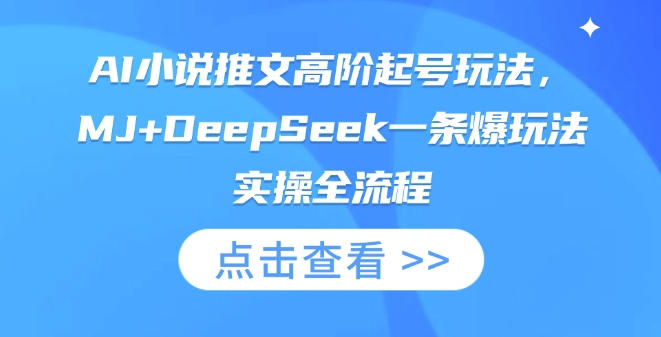 AI小说推文高阶起号玩法,MJ+DeepSeek一条爆玩法实操全流程-云网创
