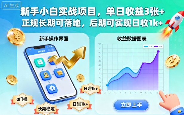 新手小白实战项目,单日收益3张+,正规长期可落地,后期可实现日收1k+【揭秘】-云网创