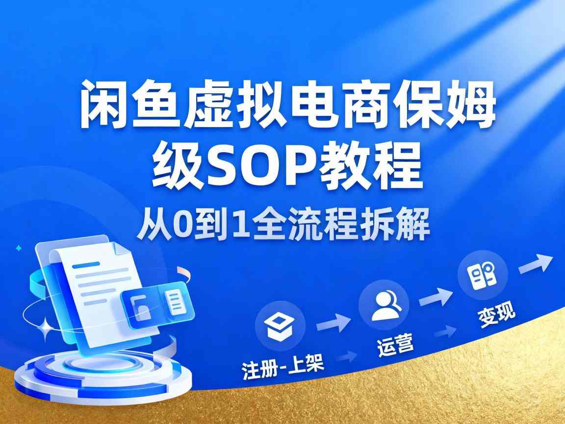 闲鱼虚拟电商，月入轻松过1W，保姆级SOP教程-云网创